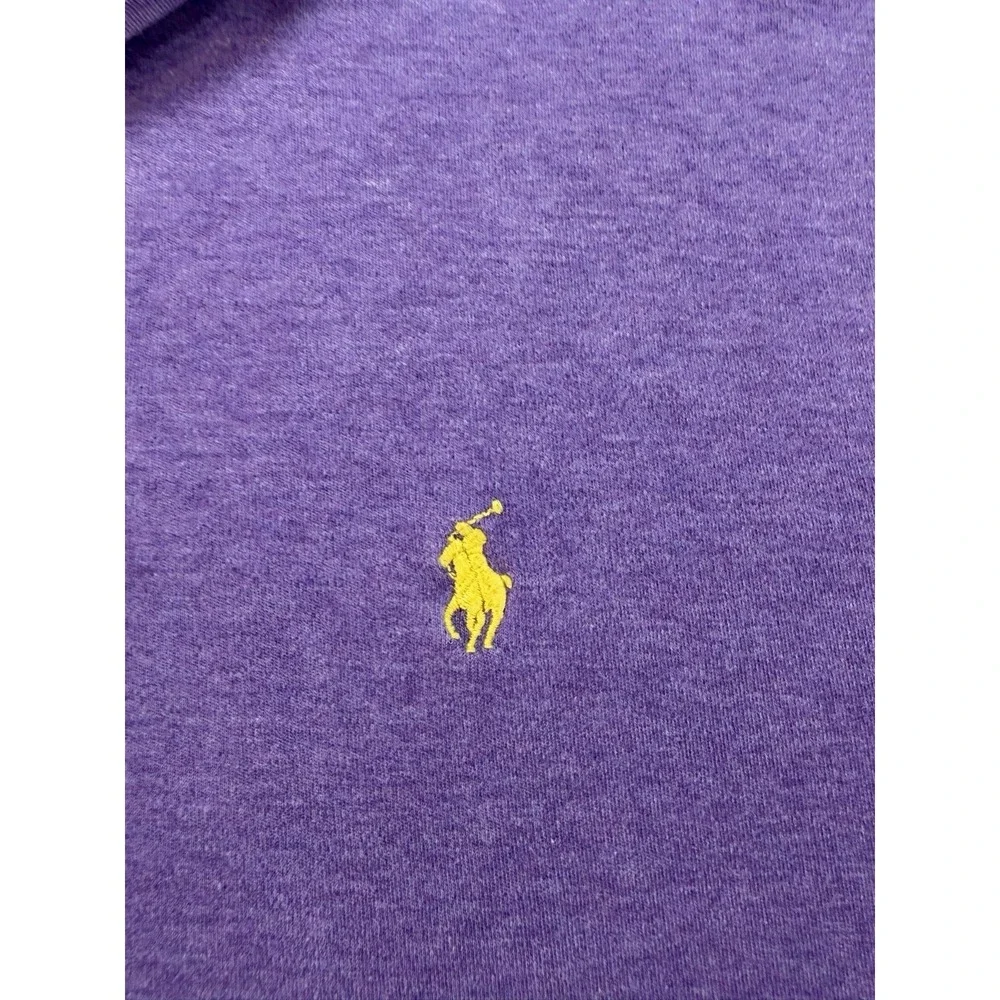 Polo Ralph Lauren Mens Large Purple  Short Sleeve Yellow Pony Polo Shirt Cotton